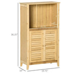 Anti-Toppling Bamboo Bathroom Floor Cabinet with Shelf and Footpad - N/A