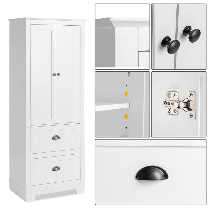 2 Doors 2 Pumps Bathroom Cabinet, White