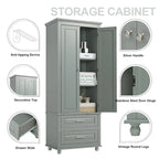 Tall Storage Cabinet with Two Drawers for Bathroom/Office, Grey