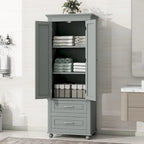 Tall Storage Cabinet with Two Drawers for Bathroom/Office, Grey