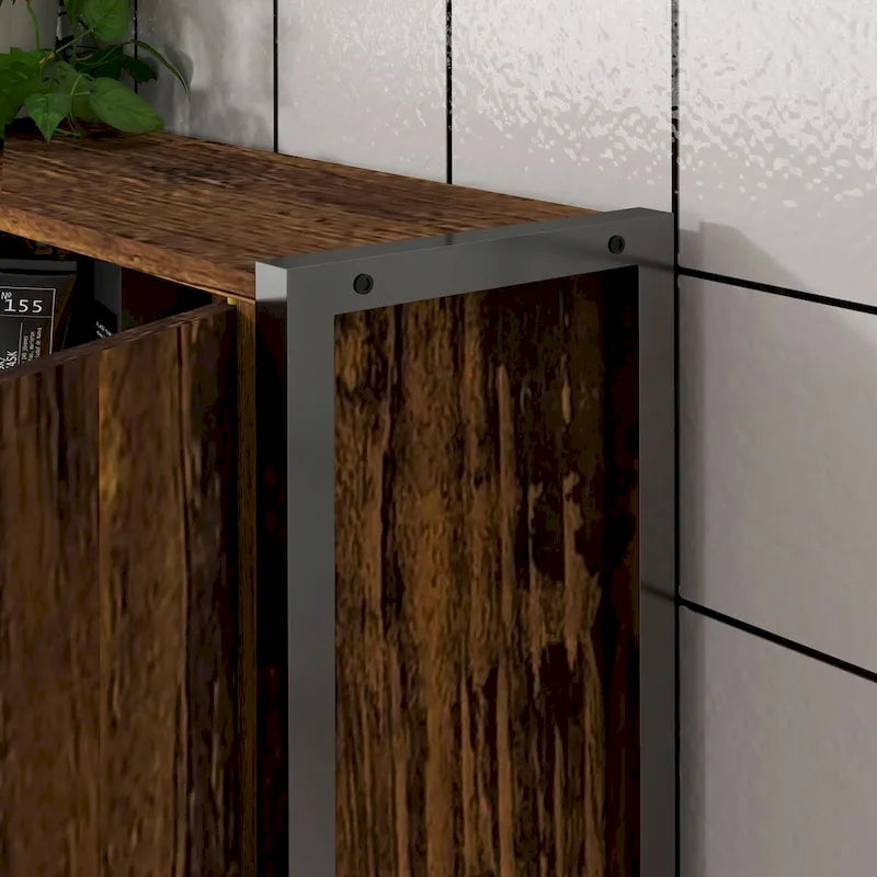 Industrial Over The Toilet Storage Cabinet with Double Door Cupboard and Adjustable Shelf