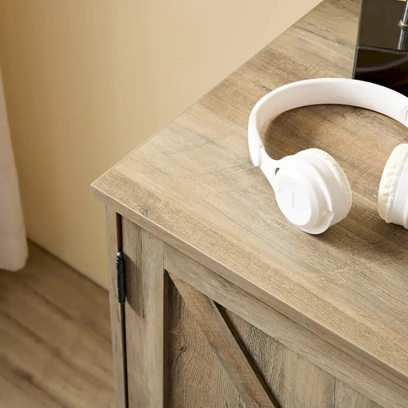 Farmhouse Sideboard Cabinet with Wine Rack, Drawer & Adjustable Shelves