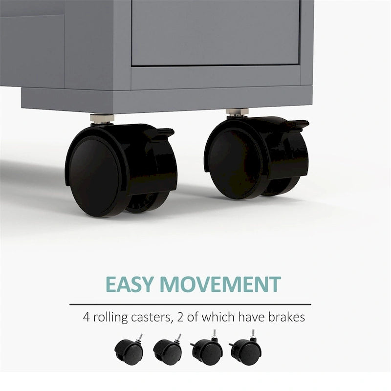 6.25x20.5x28.25 Wood Rolling Narrow Bathroom Side Storage Cabinet