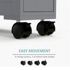 6.25x20.5x28.25 Wood Rolling Narrow Bathroom Side Storage Cabinet