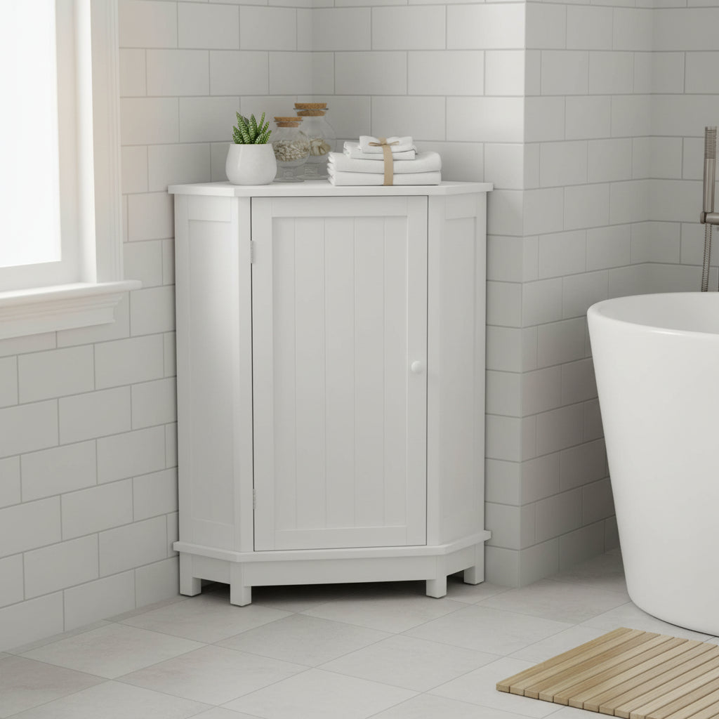 Triangle Corner Bathroom Storage Cabinet with Adjustable Shelf