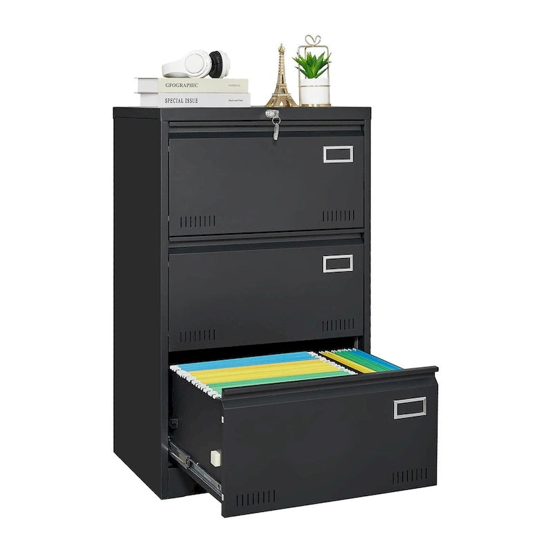 Filing Cabinet Lateral File Cabinet 3 Drawer,Locking Metal File Cabinets Three Drawer, Office Filing Cabinet with Lock Drawers