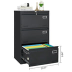 Filing Cabinet Lateral File Cabinet 3 Drawer,Locking Metal File Cabinets Three Drawer, Office Filing Cabinet with Lock Drawers