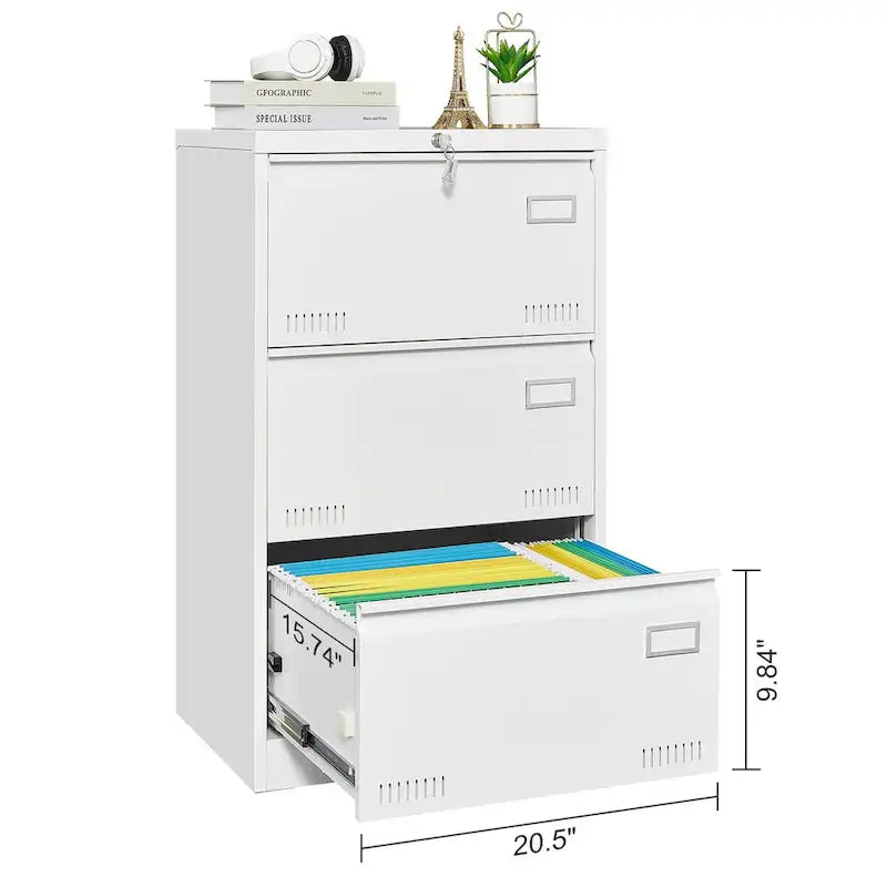 Filing Cabinet Lateral File Cabinet 3 Drawer,Locking Metal File Cabinets Three Drawer, Office Filing Cabinet with Lock Drawers