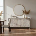 Farmhouse Style 4 Door Wooden Sideboar for Living Room